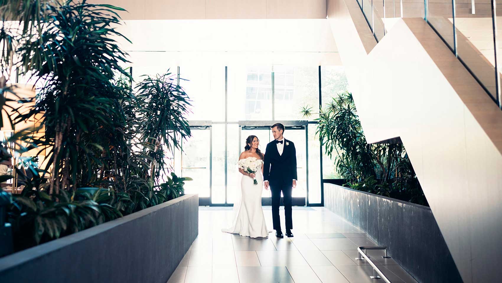 Bride & Groom in Sawyer Lobby