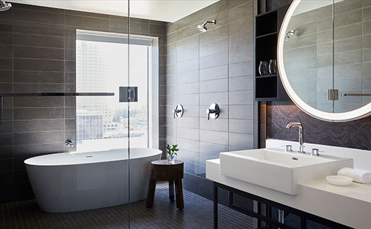 Suite bathroom with soaking tub