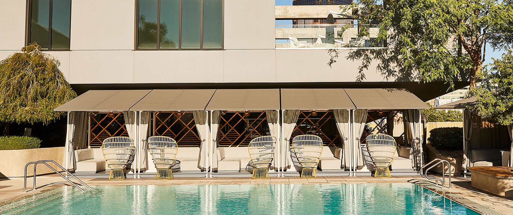 Sawyer pool with cabanas